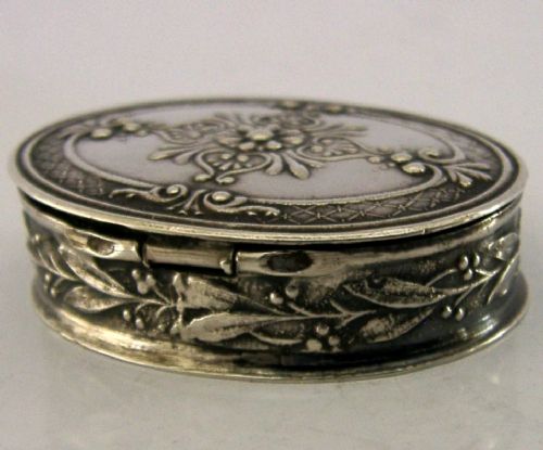 BEAUTIFUL FRENCH SOLID SILVER PILL BOX 1920 ANTIQUE - ADDITIONAL PHOTO 3