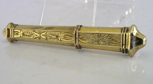 FRENCH SOLID SILVER GILT NEEDLE CASE C1890 NEEDLEWORK SEWING ANTIQUE - ADDITIONAL PHOTO 4