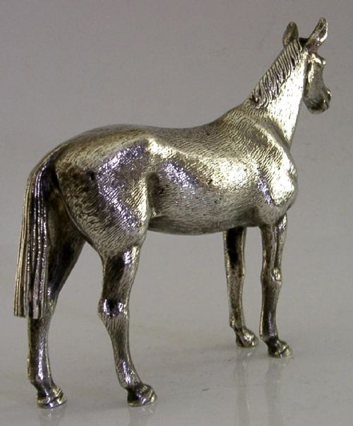 GOOD SIZED ENGLISH SILVER PLATED HORSE DESK FIGURE C1950S HUNTING RIDING RACING - ADDITIONAL PHOTO 4