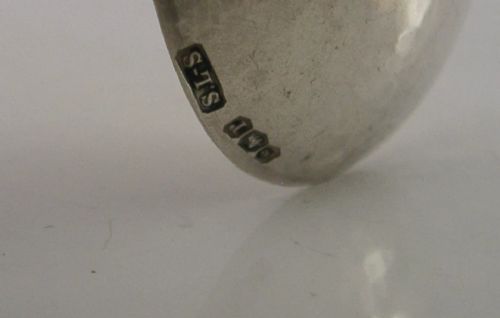 ENGLISH SOLID STERLING SILVER PLANISHED CADDY SPOON 1934 ARTS & CRAFTS SL-S View V
