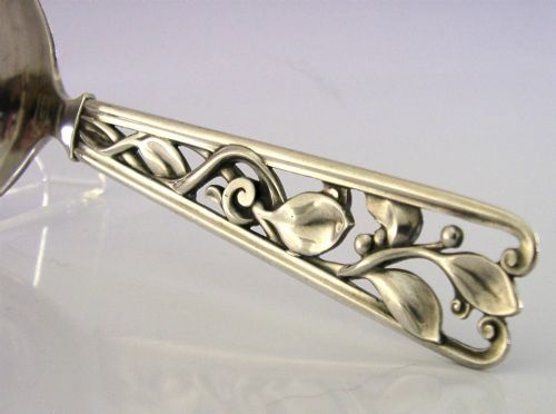HEAVY 90G ART DECO DANISH SOLID SILVER DOUBLE LIPPED SAUCE LADLE 1947 DENMARK - ADDITIONAL PHOTO 1