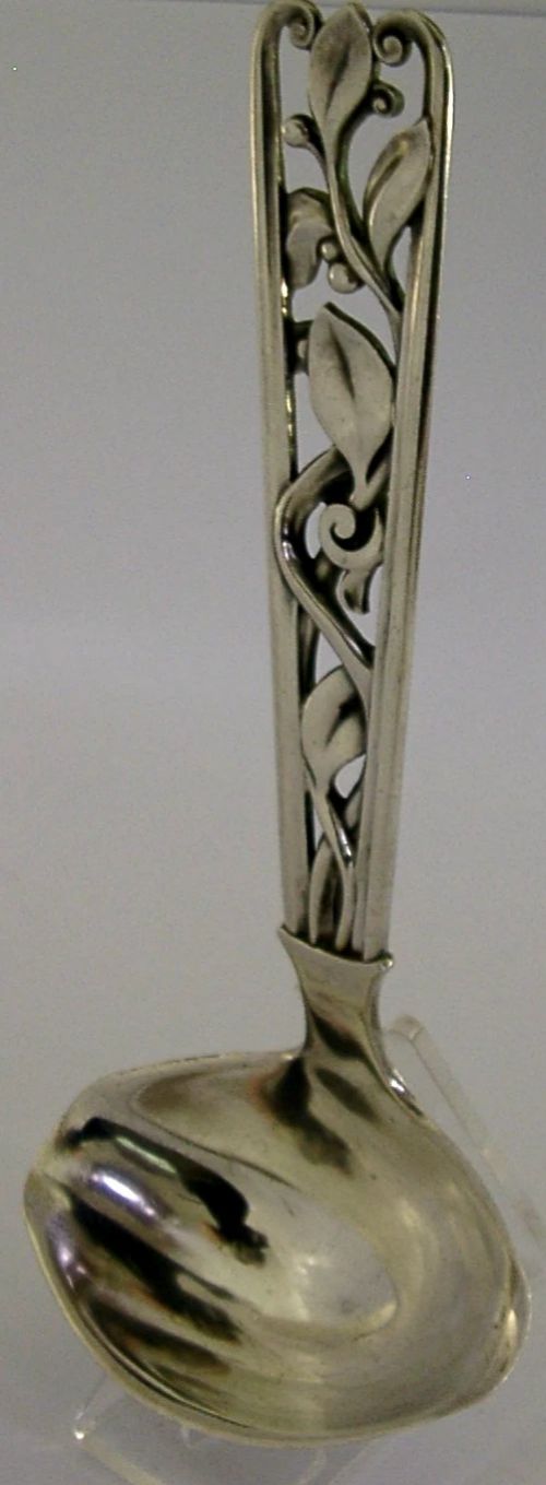 HEAVY 90G ART DECO DANISH SOLID SILVER DOUBLE LIPPED SAUCE LADLE 1947 DENMARK - ADDITIONAL PHOTO 2