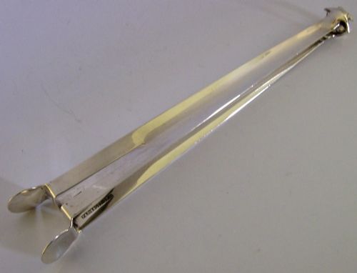 UNUSUAL LONG 50G SQUEEZE ACTION STERLING SILVER ICE TONGS 1909 ANTIQUE BARWARE - ADDITIONAL PHOTO 2