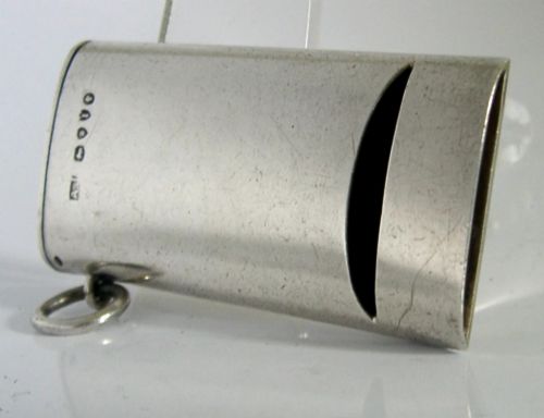 RARE LARGE VICTORIAN STERLING SILVER COMBINATION WHISTLE VESTA CASE 1884 ANTIQUE - ADDITIONAL PHOTO 2