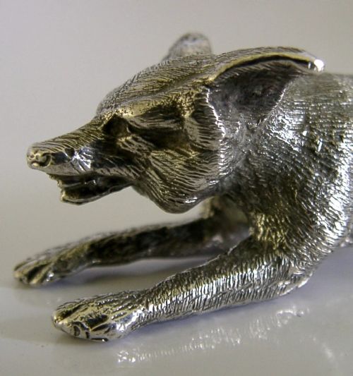 HEAVY 104G ENGLISH STERLING SILVER RUNNING FOX FIGURE 1968 ANIMAL HUNTING - ADDITIONAL PHOTO 1