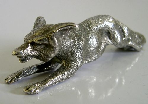 HEAVY 104G ENGLISH STERLING SILVER RUNNING FOX FIGURE 1968 ANIMAL HUNTING - ADDITIONAL PHOTO 3