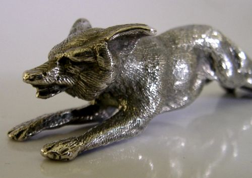 HEAVY 104G ENGLISH STERLING SILVER RUNNING FOX FIGURE 1968 ANIMAL HUNTING - ADDITIONAL PHOTO 5