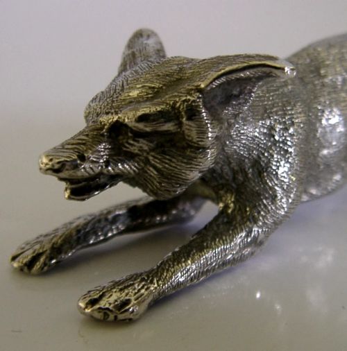 HEAVY 104G ENGLISH STERLING SILVER RUNNING FOX FIGURE 1968 ANIMAL HUNTING - ADDITIONAL PHOTO 6