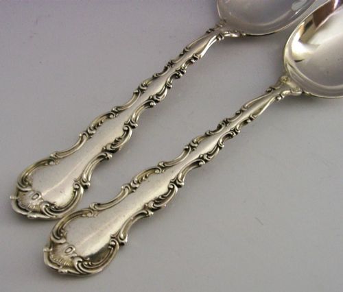 HEAVY 162G AMERICAN SOLID STERLING SILVER SALAD SERVERS C1890'S GORHAM - ADDITIONAL PHOTO 4