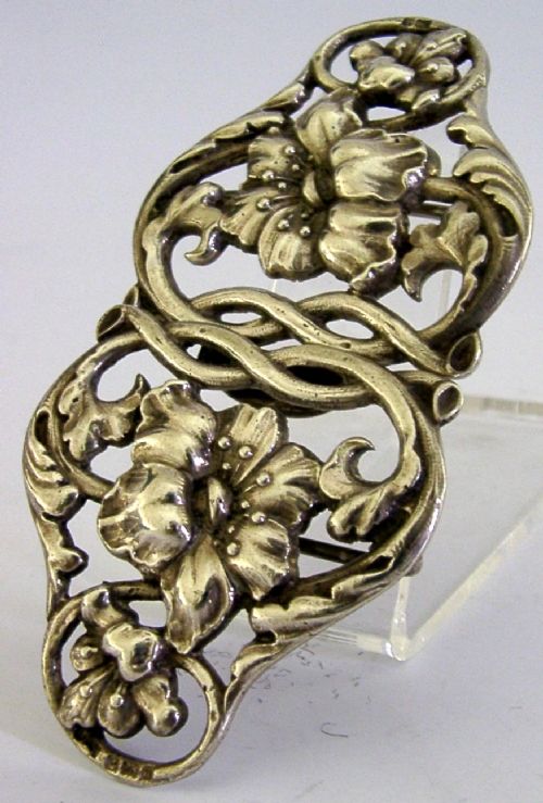 BEAUTIFUL ENGLISH CAST STERLING SILVER ART NOUVEAU BELT BUCKLE 1900 ANTIQUE - ADDITIONAL PHOTO 2