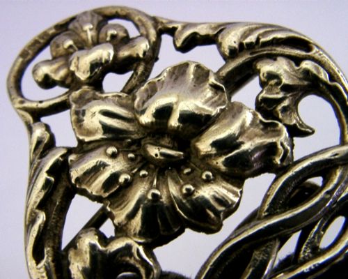 BEAUTIFUL ENGLISH CAST STERLING SILVER ART NOUVEAU BELT BUCKLE 1900 ANTIQUE - ADDITIONAL PHOTO 3