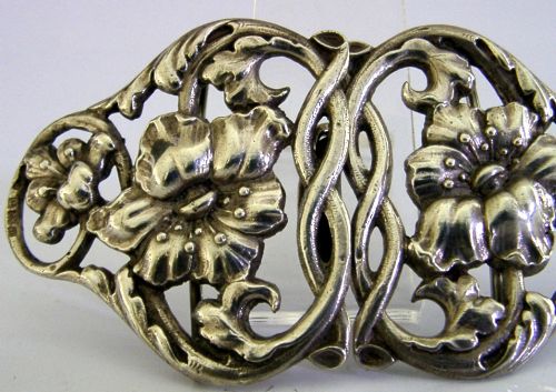 BEAUTIFUL ENGLISH CAST STERLING SILVER ART NOUVEAU BELT BUCKLE 1900 ANTIQUE - ADDITIONAL PHOTO 4