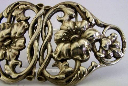 BEAUTIFUL ENGLISH CAST STERLING SILVER ART NOUVEAU BELT BUCKLE 1900 ANTIQUE - ADDITIONAL PHOTO 5