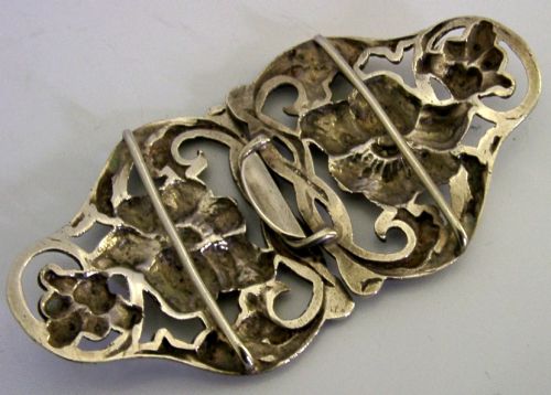 BEAUTIFUL ENGLISH CAST STERLING SILVER ART NOUVEAU BELT BUCKLE 1900 ANTIQUE - ADDITIONAL PHOTO 6
