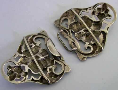 BEAUTIFUL ENGLISH CAST STERLING SILVER ART NOUVEAU BELT BUCKLE 1900 ANTIQUE - ADDITIONAL PHOTO 7