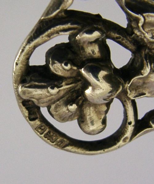 BEAUTIFUL ENGLISH CAST STERLING SILVER ART NOUVEAU BELT BUCKLE 1900 ANTIQUE - ADDITIONAL PHOTO 8