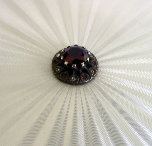 SUPERB VERY LARGE STERLING SILVER CUT GLASS ENAMLLED DRESSING TABLE POT JAR 1964 - ADDITIONAL PHOTO 2