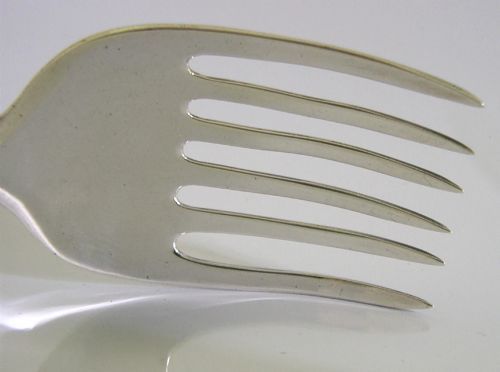 RARE HUGE 11 INCH ENGLISH GEORGIAN STERLING SILVER SERVING FORK 1776 ANTIQUE - ADDITIONAL PHOTO 2