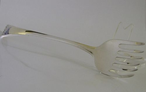 RARE HUGE 11 INCH ENGLISH GEORGIAN STERLING SILVER SERVING FORK 1776 ANTIQUE - ADDITIONAL PHOTO 4