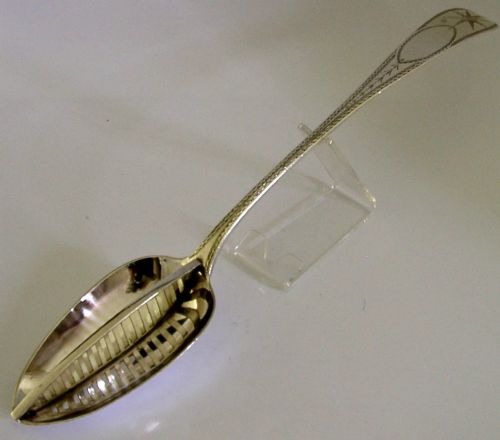 VERY RARE IRISH STERLING SILVER CELTIC POINT STRAINER BASTING SPOON 1806 120G - ADDITIONAL PHOTO 2