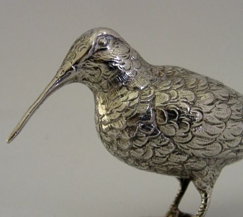 GOOD SIZE 375 INCH 830 SILVER WOODCOCK BIRD FIGURE C1940 HUNTING SHOOTING 68G - ADDITIONAL PHOTO 2