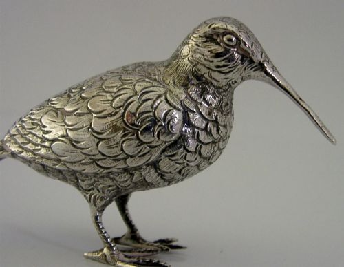 GOOD SIZE 375 INCH 830 SILVER WOODCOCK BIRD FIGURE C1940 HUNTING SHOOTING 68G - ADDITIONAL PHOTO 4