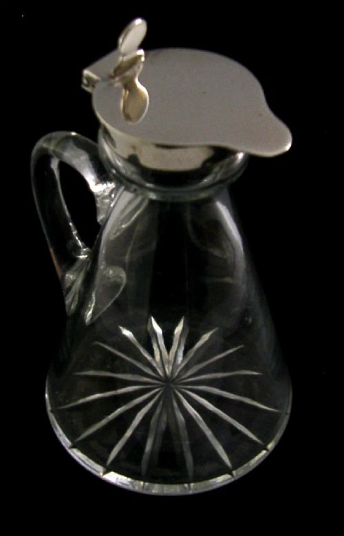 SUPERB ENGLISH STERLING SILVER TOPPED WHISKY NOGGIN MINI DECANTER 1918 BARWARE - ADDITIONAL PHOTO 1