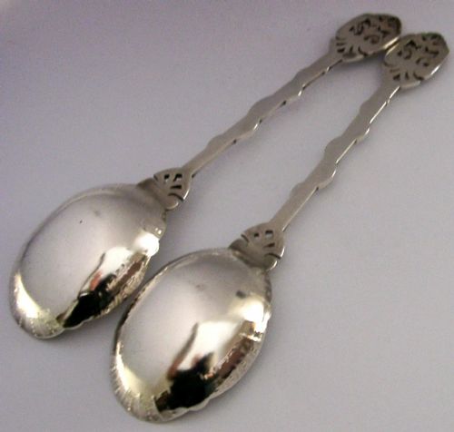 UNUSUAL PAIR OF SILVER PLATED SNAKE SERVING SPOONS C1880 ANTIQUE - ADDITIONAL PHOTO 5