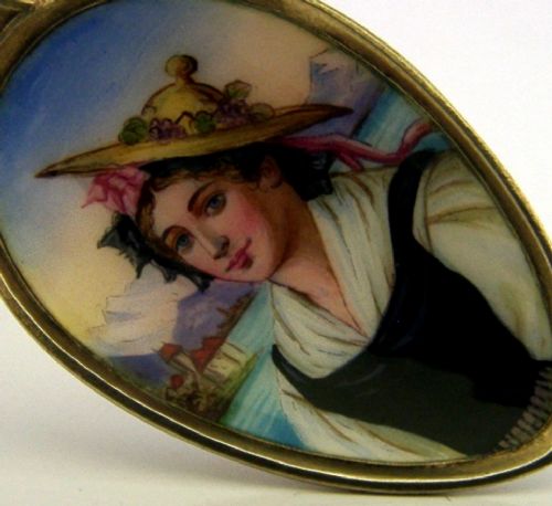 STUNNING SWISS SOLID SILVER ENAMEL PICTURE BOWL SOUVENIR SPOON C1910 ANTIQUE - ADDITIONAL PHOTO 3