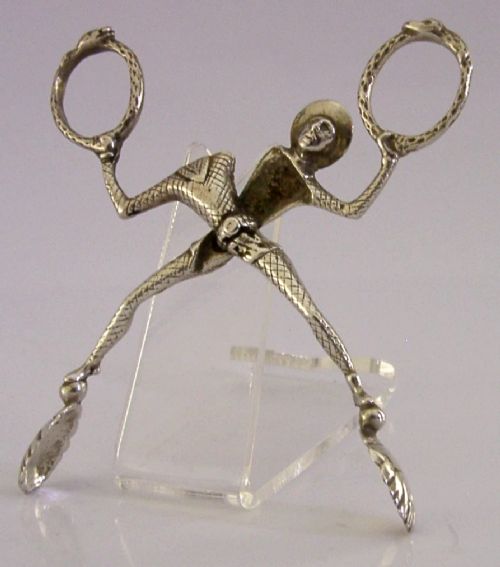 CHESTER STERLING SILVER HARLEQUIN JESTER SUGAR TONGS NIPS CHESTER 1902 - ADDITIONAL PHOTO 2
