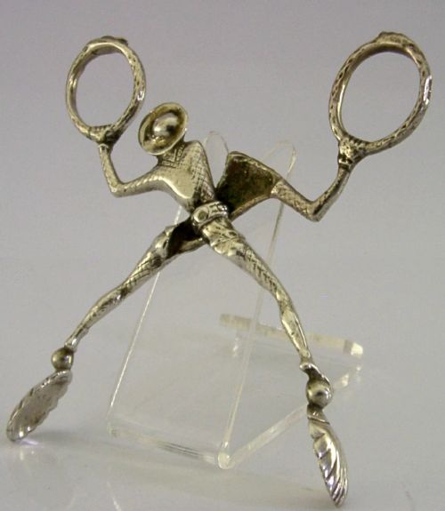 CHESTER STERLING SILVER HARLEQUIN JESTER SUGAR TONGS NIPS CHESTER 1902 - ADDITIONAL PHOTO 6