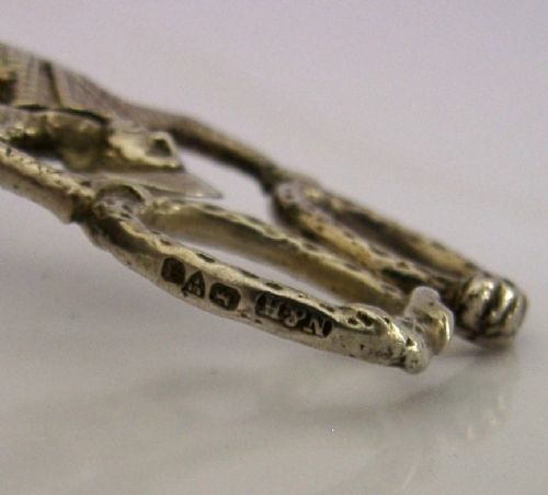CHESTER STERLING SILVER HARLEQUIN JESTER SUGAR TONGS NIPS CHESTER 1902 - ADDITIONAL PHOTO 7