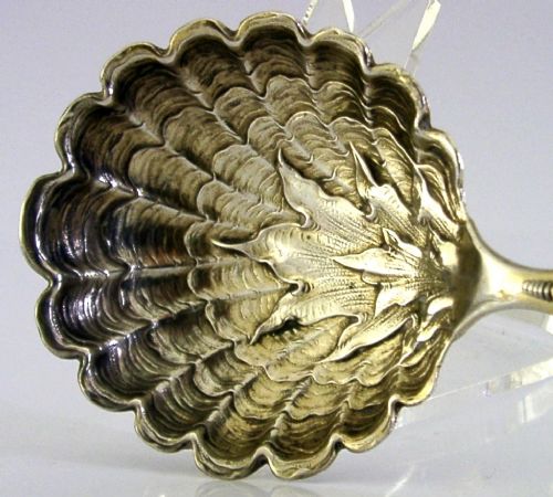 SWEDISH SOLID SILVER NATURALISTIC SERVING SPOON 1898 ANTIQUE 46G SWEDEN - ADDITIONAL PHOTO 1