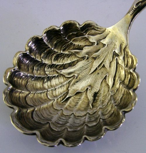 SWEDISH SOLID SILVER NATURALISTIC SERVING SPOON 1898 ANTIQUE 46G SWEDEN - ADDITIONAL PHOTO 2