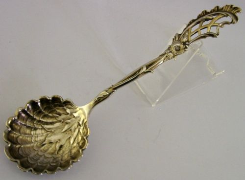 SWEDISH SOLID SILVER NATURALISTIC SERVING SPOON 1898 ANTIQUE 46G SWEDEN - ADDITIONAL PHOTO 3