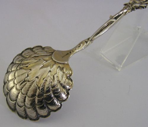 SWEDISH SOLID SILVER NATURALISTIC SERVING SPOON 1898 ANTIQUE 46G SWEDEN - ADDITIONAL PHOTO 8