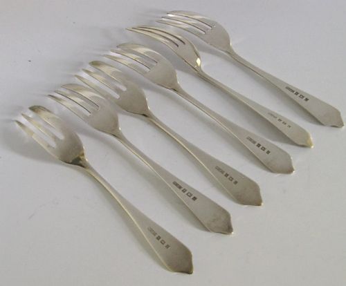 CASED SET OF SIX STERLING SILVER CAKE PASTRY FORKS 1960 104G - ADDITIONAL PHOTO 5