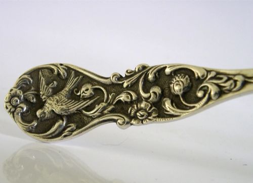 BEAUTIFUL DUTCH SOLID SILVER SERVING BIRD PIERCED STRAINER SPOON 1939 ANTIQUE - ADDITIONAL PHOTO 4