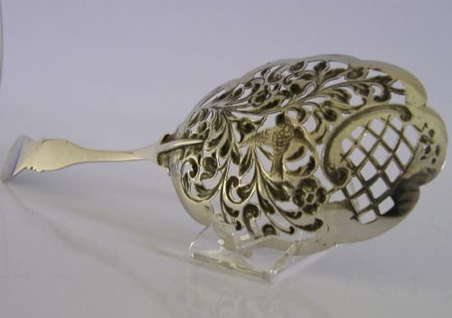 BEAUTIFUL DUTCH SOLID SILVER SERVING BIRD PIERCED STRAINER SPOON 1939 ANTIQUE - ADDITIONAL PHOTO 6