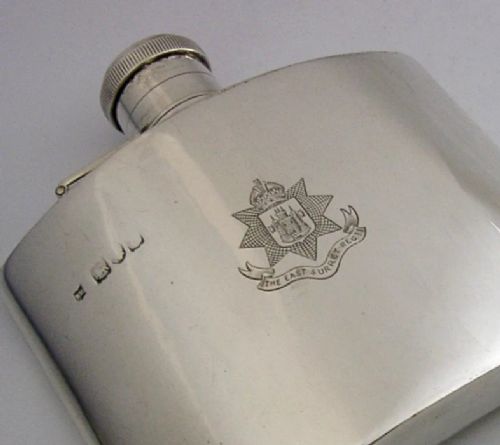 MILITARY EAST SURREY REGIMENT STERLING SILVER HIP FLASK 1896 BOER WAR ERA - ADDITIONAL PHOTO 2