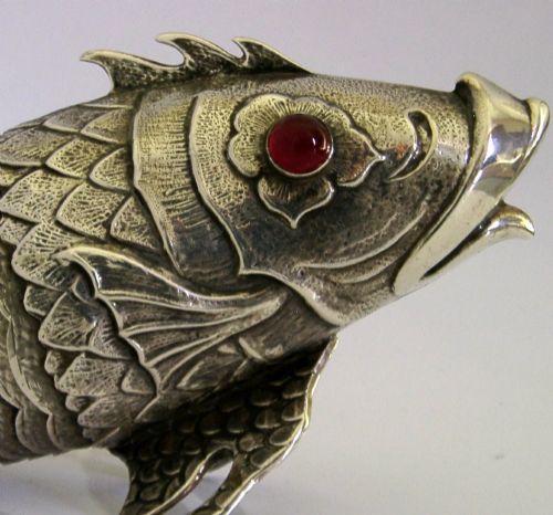 RARE 274G LARGE 12 INCH SPANISH 915 SILVER ARTICULATED FISH C1950 SPAIN ANIMAL - ADDITIONAL PHOTO 1