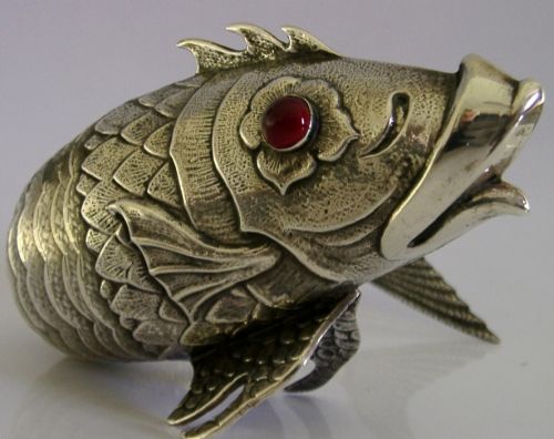 RARE 274G LARGE 12 INCH SPANISH 915 SILVER ARTICULATED FISH C1950 SPAIN ANIMAL - ADDITIONAL PHOTO 3