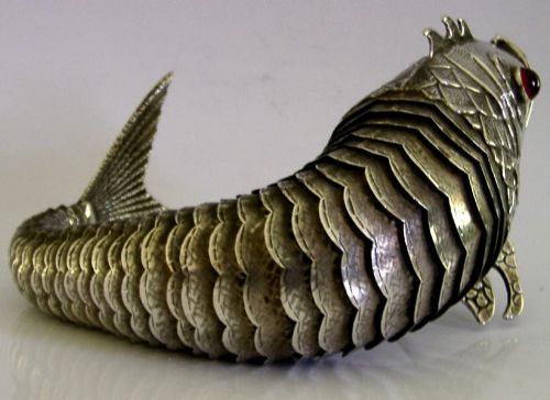 RARE 274G LARGE 12 INCH SPANISH 915 SILVER ARTICULATED FISH C1950 SPAIN ANIMAL - ADDITIONAL PHOTO 4