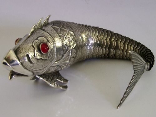 RARE 274G LARGE 12 INCH SPANISH 915 SILVER ARTICULATED FISH C1950 SPAIN ANIMAL - ADDITIONAL PHOTO 5