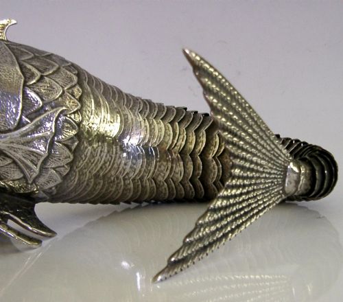 RARE 274G LARGE 12 INCH SPANISH 915 SILVER ARTICULATED FISH C1950 SPAIN ANIMAL - ADDITIONAL PHOTO 6