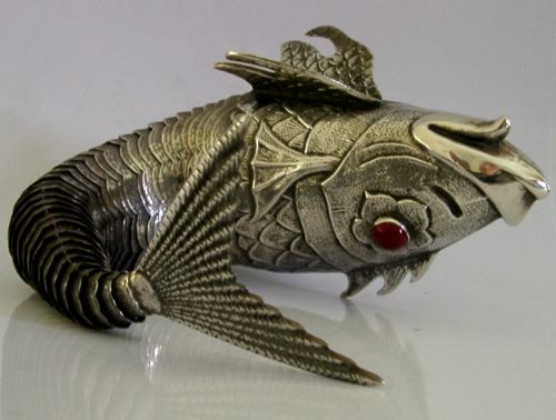 RARE 274G LARGE 12 INCH SPANISH 915 SILVER ARTICULATED FISH C1950 SPAIN ANIMAL - ADDITIONAL PHOTO 7