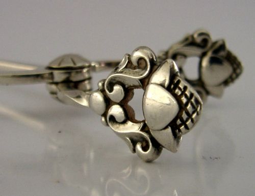 GEORG JENSEN STERLING SILVER SUGAR TONGS NIPS 1958 ACORN PATTERN - ADDITIONAL PHOTO 5
