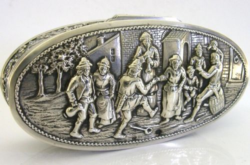 LARGE HEAVY 162G DUTCH SOLID SILVER DESK BOX 1914 ANTIQUE