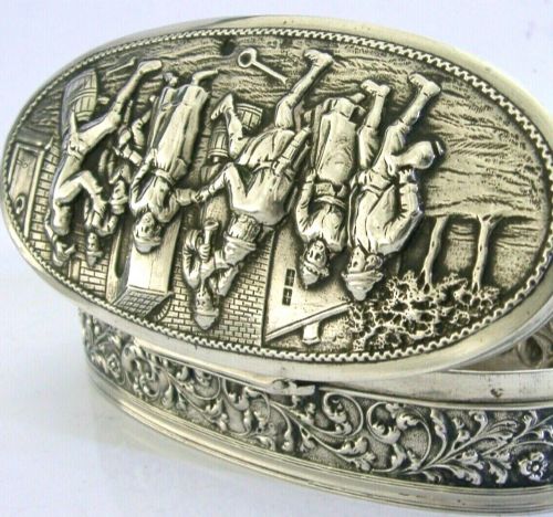 LARGE HEAVY 162G DUTCH SOLID SILVER DESK BOX 1914 ANTIQUE - ADDITIONAL PHOTO 2