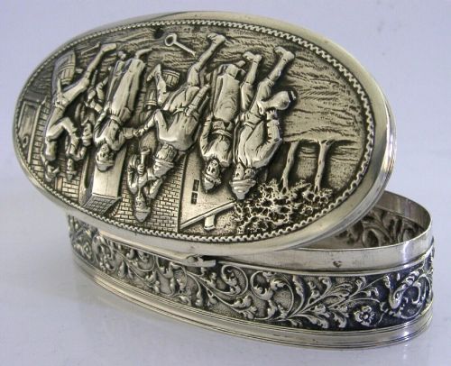 LARGE HEAVY 162G DUTCH SOLID SILVER DESK BOX 1914 ANTIQUE - ADDITIONAL PHOTO 3